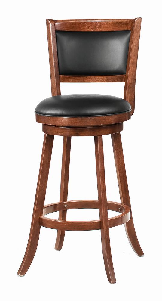 Broxton Chestnut and Black Upholstered Swivel Bar Stools, Set of 2