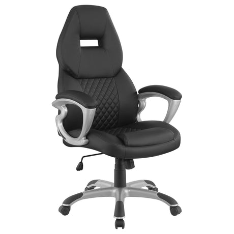 Bruce Black and Silver Adjustable Height Office Chair from Coaster - Luna Furniture