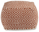 Brynnsen Rust/Ivory Pouf from Ashley - Luna Furniture