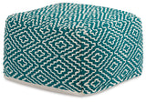 Brynnsen Teal/Ivory Pouf from Ashley - Luna Furniture