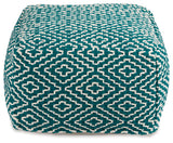 Brynnsen Teal/Ivory Pouf from Ashley - Luna Furniture