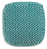 Brynnsen Teal/Ivory Pouf from Ashley - Luna Furniture