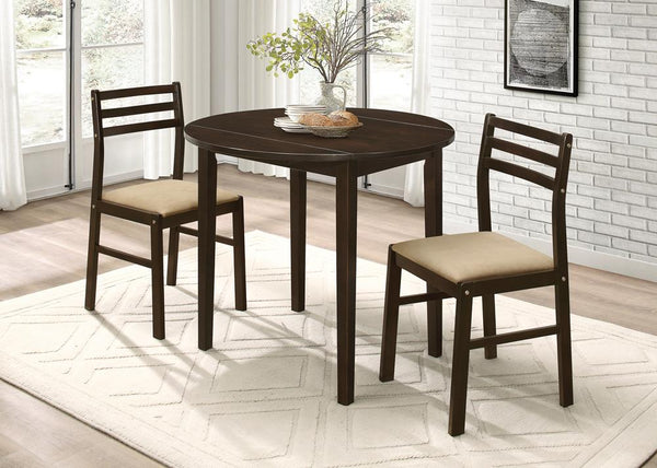 Bucknell Cappuccino and Tan 3-Piece Dining Set with Drop Leaf