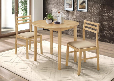 Bucknell Natural and Tan 3-Piece Dining Set with Drop Leaf from Coaster - Luna Furniture