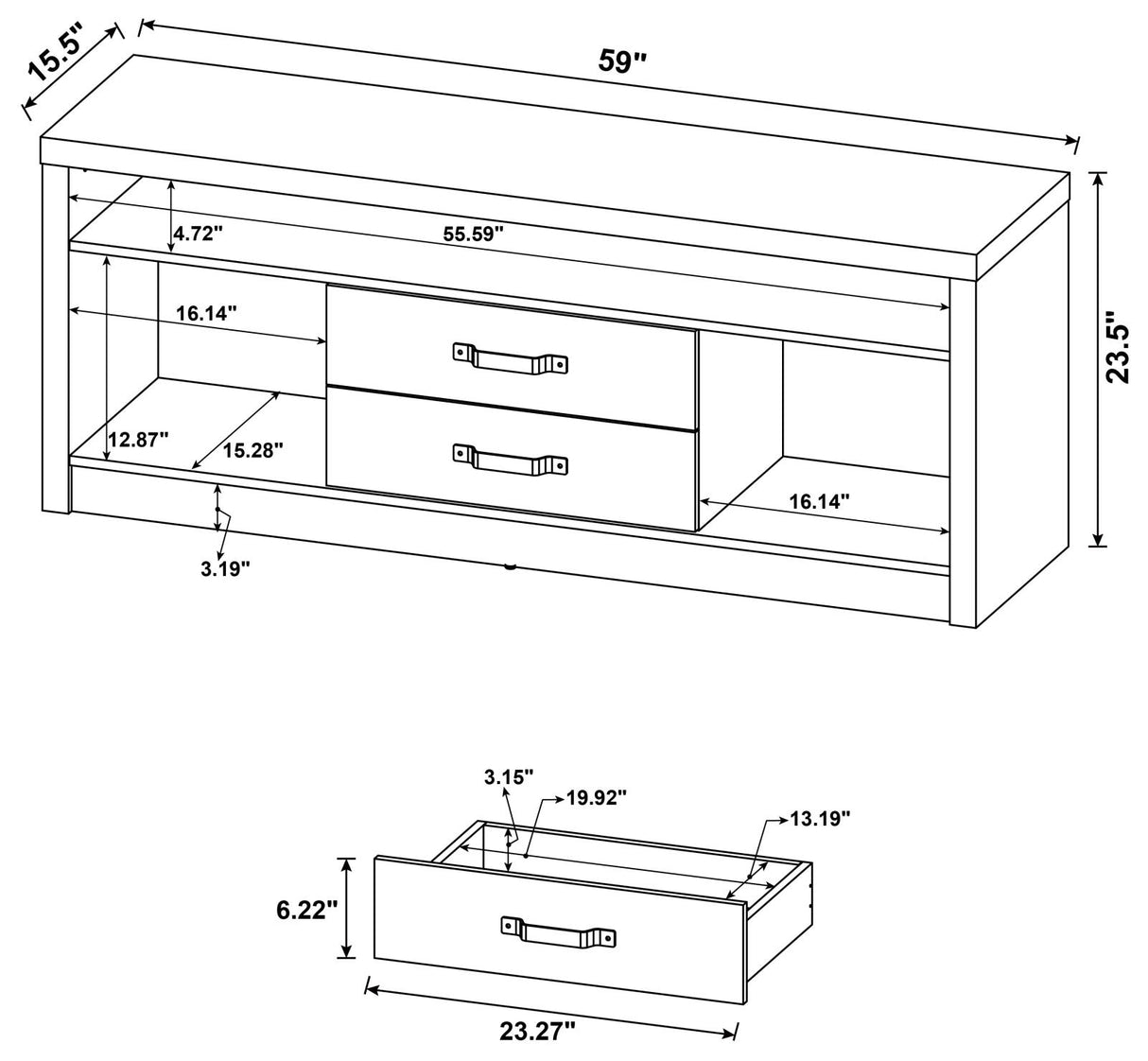Burke Gray Driftwood 2-Drawer TV Console from Coaster - Luna Furniture