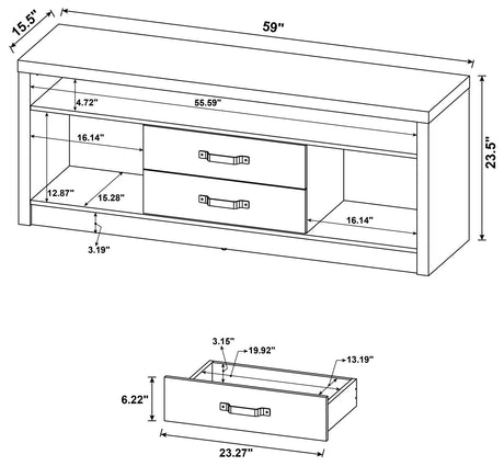 Burke Gray Driftwood 2-Drawer TV Console from Coaster - Luna Furniture