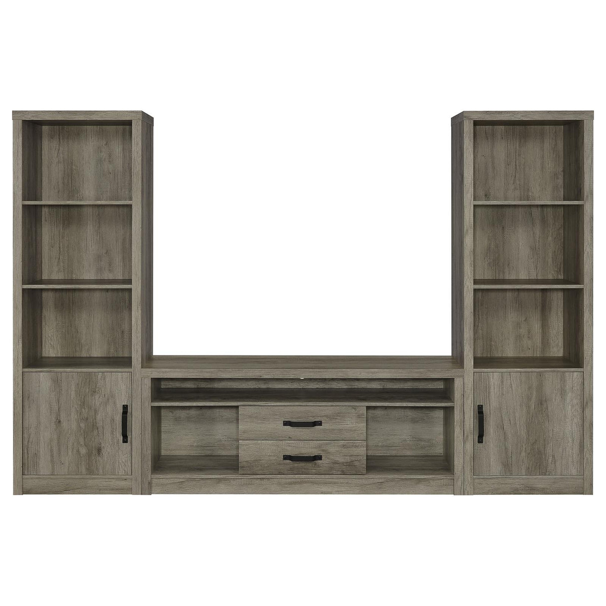 Burke Gray Driftwood 3-Shelf Media Tower With Storage Cabinet from Coaster - Luna Furniture