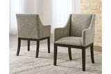 Burkhaus Beige/Dark Brown Dining Arm Chair, Set of 2 from Ashley Furniture - Luna Furniture