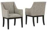 Burkhaus Beige/Dark Brown Dining Arm Chair, Set of 2 from Ashley Furniture - Luna Furniture