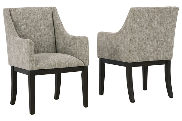 Burkhaus Beige/Dark Brown Dining Arm Chair, Set of 2