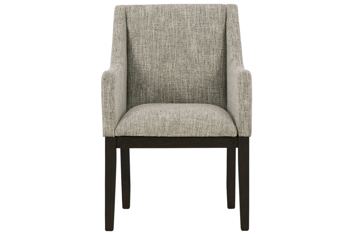 Burkhaus Beige/Dark Brown Dining Arm Chair, Set of 2 from Ashley Furniture - Luna Furniture