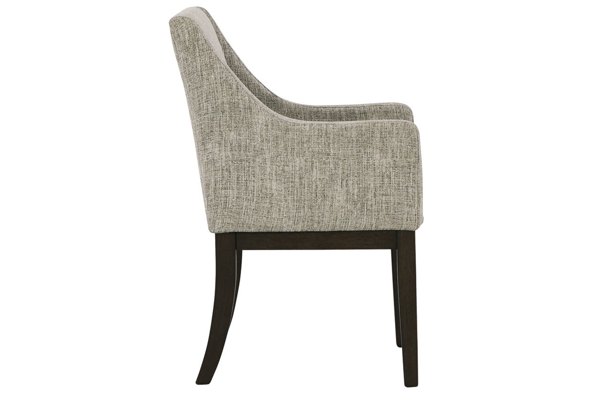 Burkhaus Beige/Dark Brown Dining Arm Chair, Set of 2 from Ashley Furniture - Luna Furniture