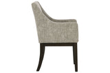 Burkhaus Beige/Dark Brown Dining Arm Chair, Set of 2 from Ashley Furniture - Luna Furniture