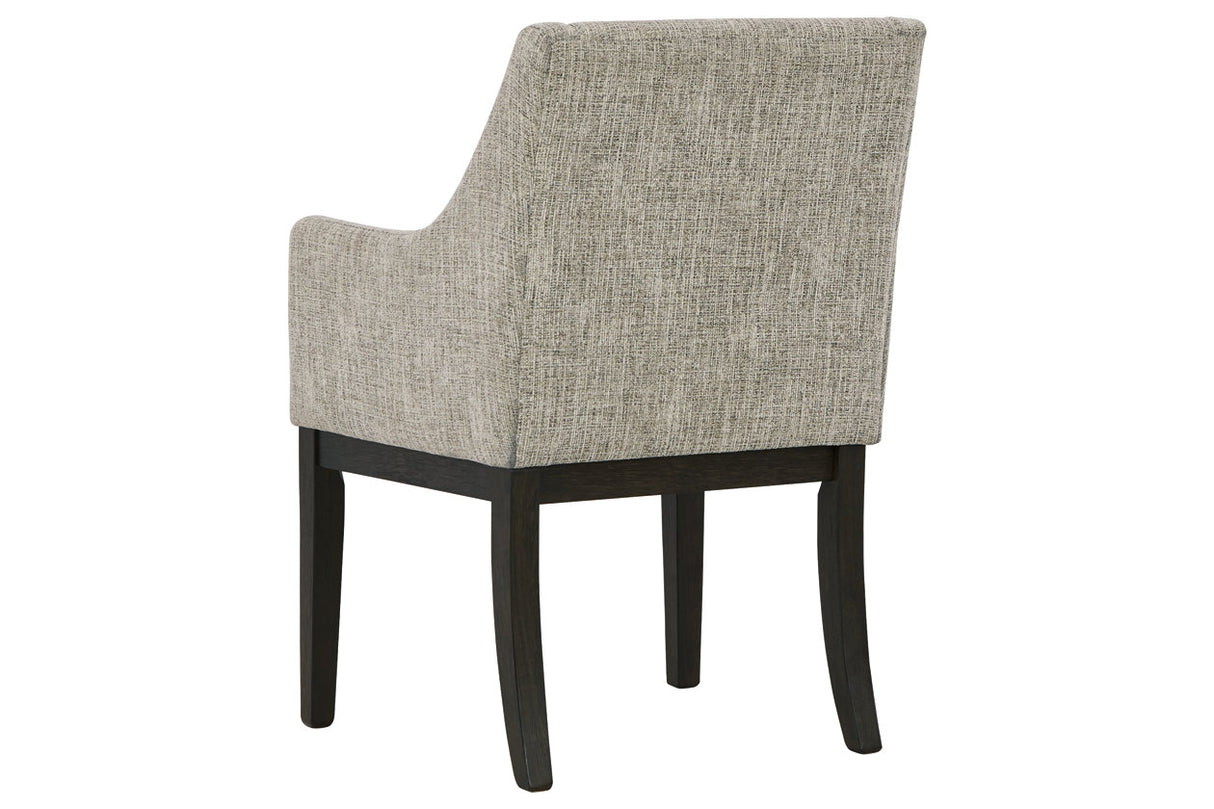Burkhaus Beige/Dark Brown Dining Arm Chair, Set of 2 from Ashley Furniture - Luna Furniture