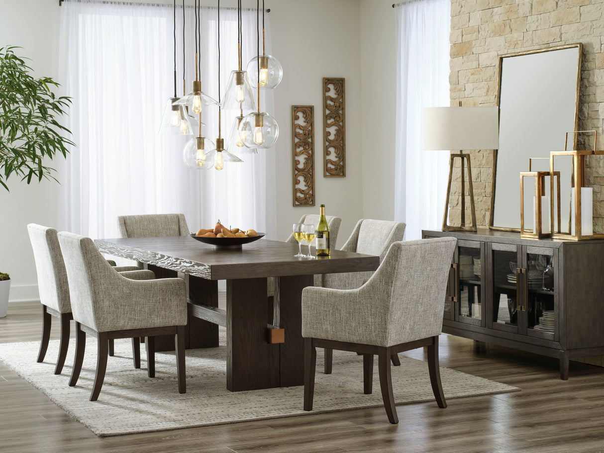 Burkhaus Dark Brown Extendable Upholstered Dining Set from Ashley - Luna Furniture