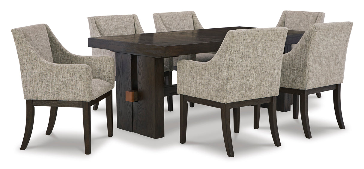 Burkhaus Dark Brown Extendable Upholstered Dining Set from Ashley - Luna Furniture
