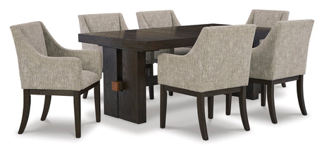 Burkhaus Dark Brown Extendable Upholstered Dining Set from Ashley - Luna Furniture