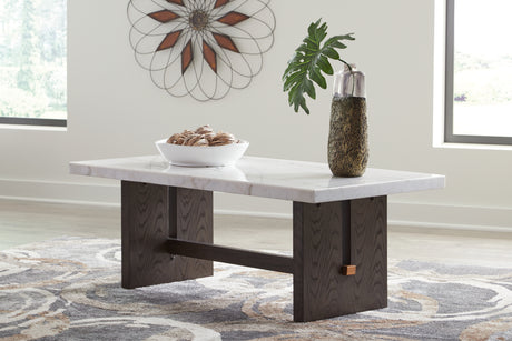 Burkhaus White/Dark Brown Coffee Table from Ashley - Luna Furniture