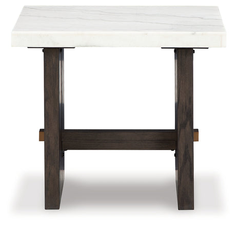 Burkhaus White/Dark Brown End Table from Ashley - Luna Furniture