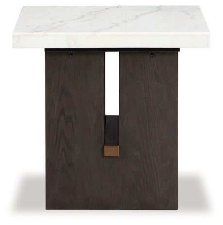 Burkhaus White/Dark Brown End Table from Ashley - Luna Furniture