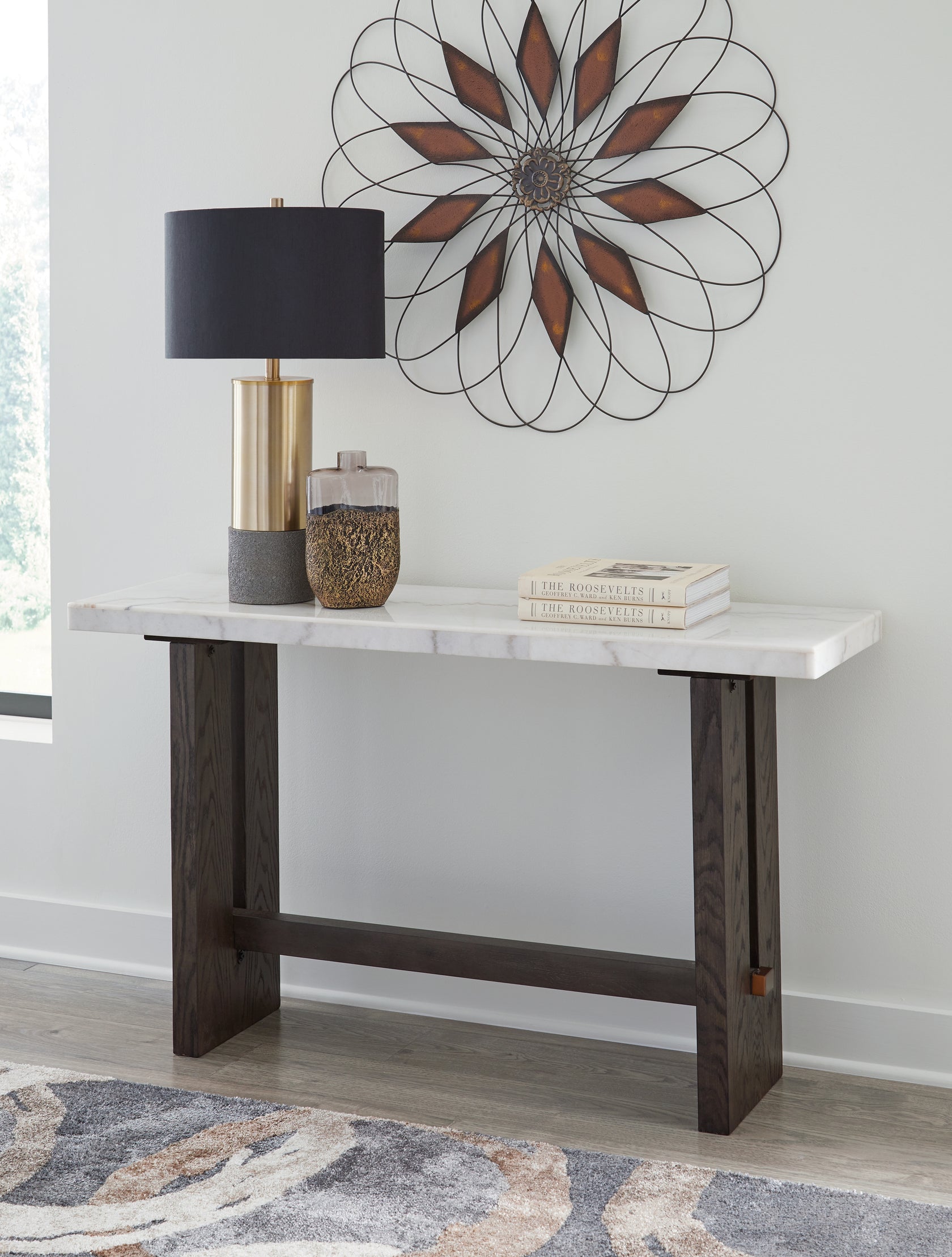 Burkhaus White/Dark Brown Sofa Table from Ashley - Luna Furniture