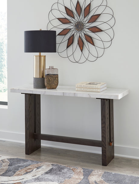 Burkhaus White/Dark Brown Sofa Table from Ashley - Luna Furniture