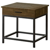 Byers Brown Oak and Sandy Black Square 1-Drawer End Table from Coaster - Luna Furniture