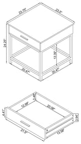 Byers Brown Oak and Sandy Black Square 1-Drawer End Table from Coaster - Luna Furniture
