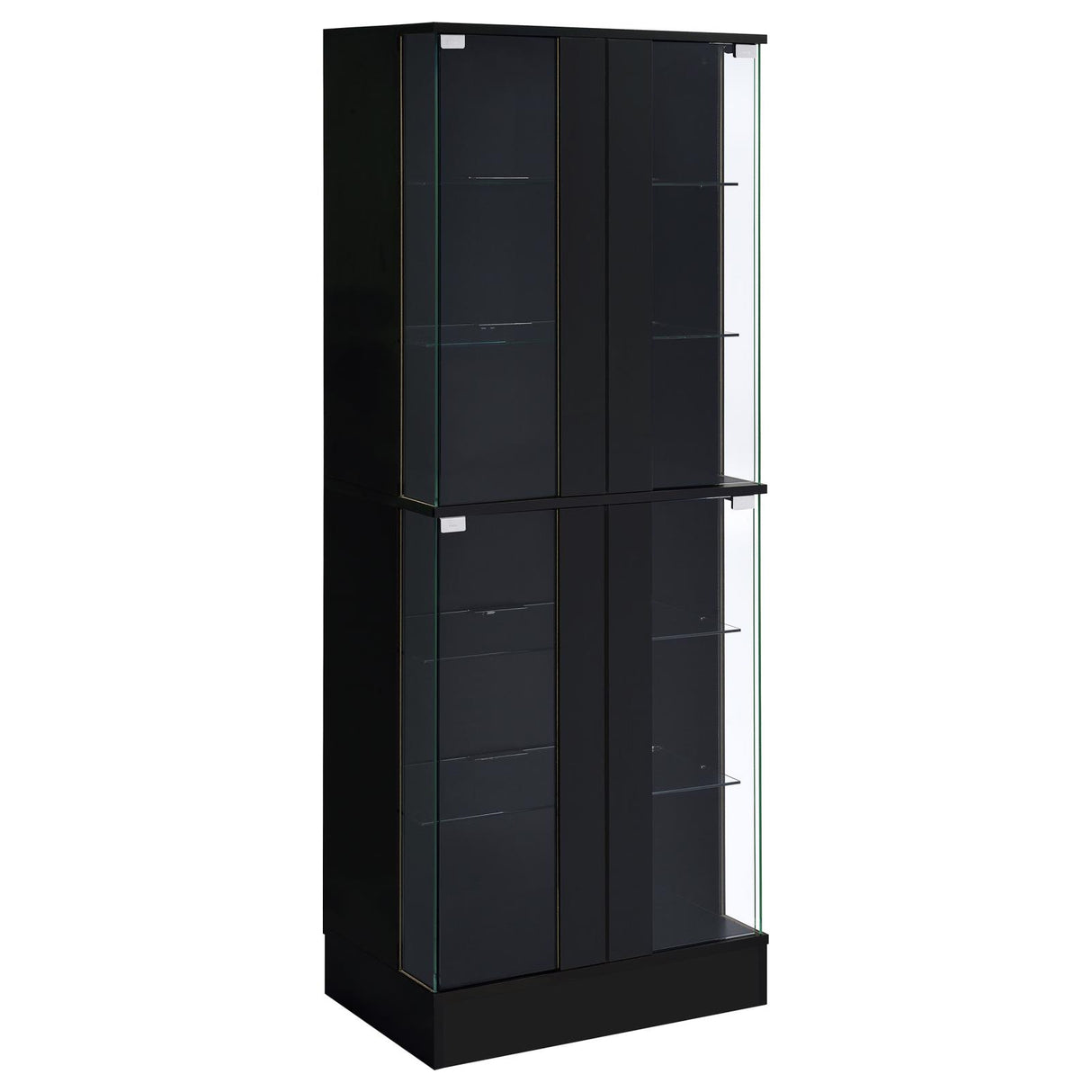 Cabra Black High Gloss Display Case Curio Cabinet with Glass Shelves and LED Lighting from Coaster - Luna Furniture