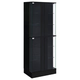 Cabra Black High Gloss Display Case Curio Cabinet with Glass Shelves and LED Lighting from Coaster - Luna Furniture