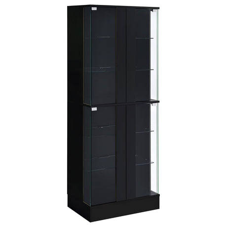 Cabra Black High Gloss Display Case Curio Cabinet with Glass Shelves and LED Lighting from Coaster - Luna Furniture