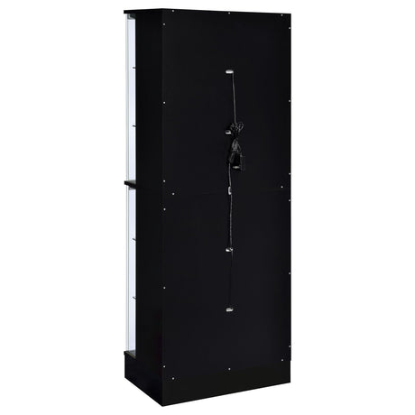 Cabra Black High Gloss Display Case Curio Cabinet with Glass Shelves and LED Lighting from Coaster - Luna Furniture