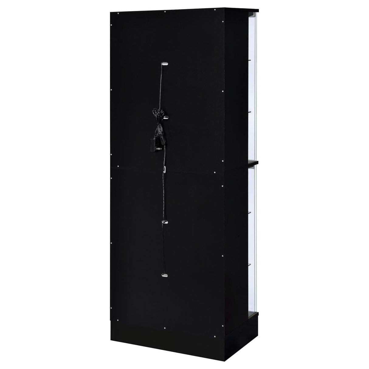 Cabra Black High Gloss Display Case Curio Cabinet with Glass Shelves and LED Lighting from Coaster - Luna Furniture