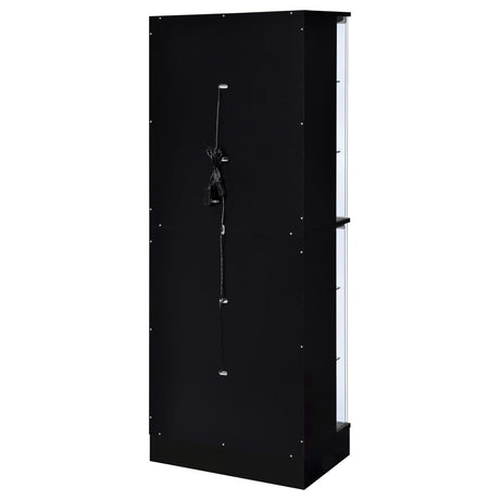 Cabra Black High Gloss Display Case Curio Cabinet with Glass Shelves and LED Lighting from Coaster - Luna Furniture
