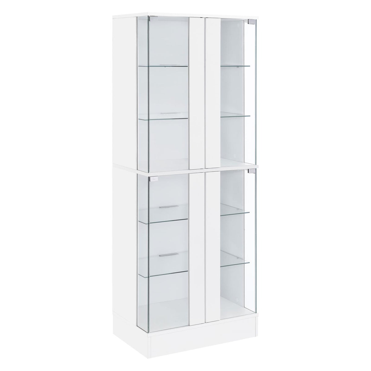 Cabra White High Gloss Display Case Curio Cabinet with Glass Shelves and LED Lighting from Coaster - Luna Furniture