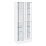 Cabra White High Gloss Display Case Curio Cabinet with Glass Shelves and LED Lighting from Coaster - Luna Furniture