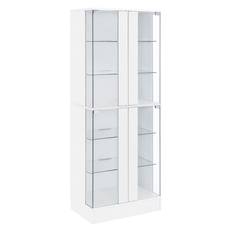Cabra White High Gloss Display Case Curio Cabinet with Glass Shelves and LED Lighting from Coaster - Luna Furniture