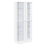 Cabra White High Gloss Display Case Curio Cabinet with Glass Shelves and LED Lighting from Coaster - Luna Furniture