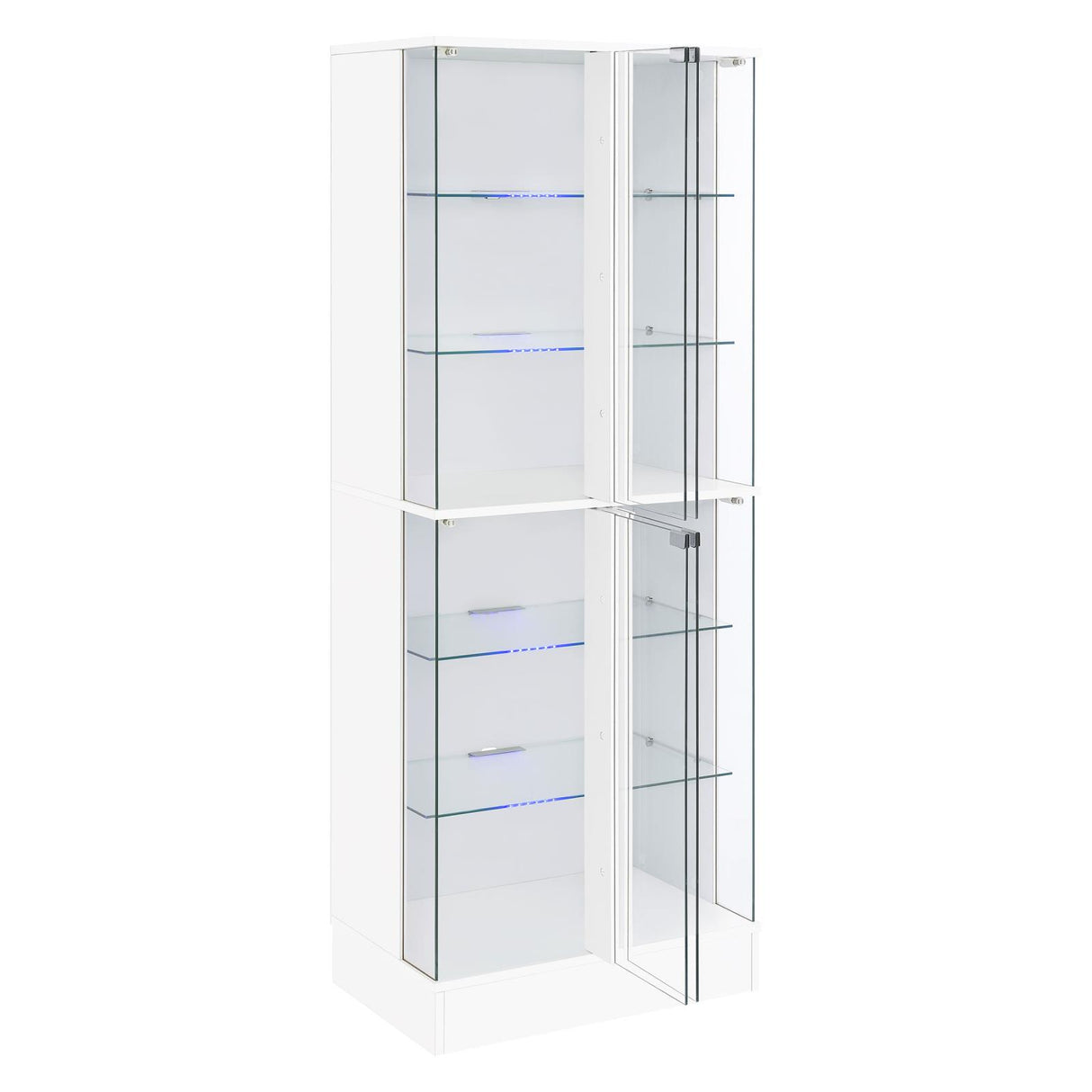 Cabra White High Gloss Display Case Curio Cabinet with Glass Shelves and LED Lighting from Coaster - Luna Furniture