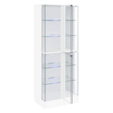 Cabra White High Gloss Display Case Curio Cabinet with Glass Shelves and LED Lighting from Coaster - Luna Furniture