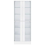 Cabra White High Gloss Display Case Curio Cabinet with Glass Shelves and LED Lighting from Coaster - Luna Furniture