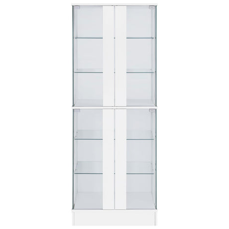 Cabra White High Gloss Display Case Curio Cabinet with Glass Shelves and LED Lighting from Coaster - Luna Furniture