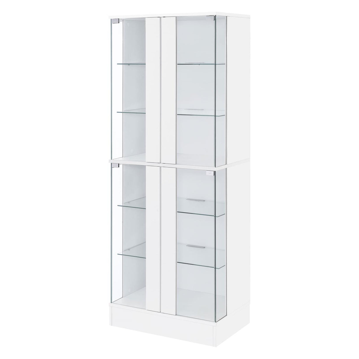 Cabra White High Gloss Display Case Curio Cabinet with Glass Shelves and LED Lighting from Coaster - Luna Furniture