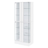Cabra White High Gloss Display Case Curio Cabinet with Glass Shelves and LED Lighting from Coaster - Luna Furniture