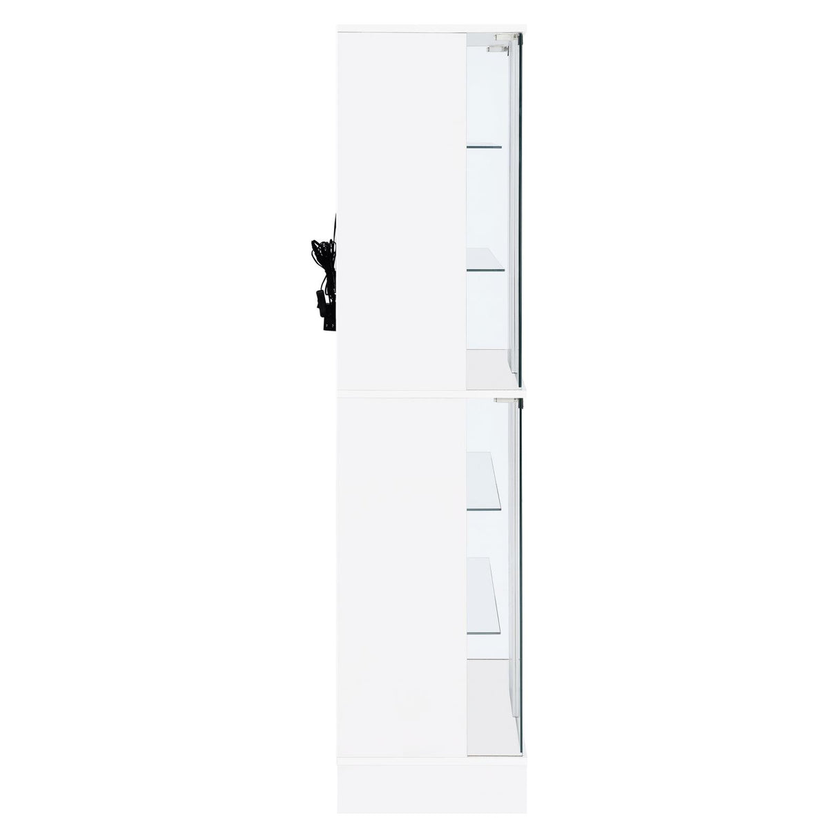 Cabra White High Gloss Display Case Curio Cabinet with Glass Shelves and LED Lighting from Coaster - Luna Furniture