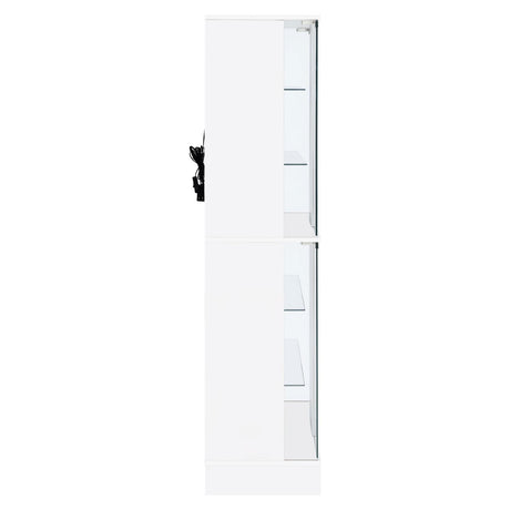 Cabra White High Gloss Display Case Curio Cabinet with Glass Shelves and LED Lighting from Coaster - Luna Furniture