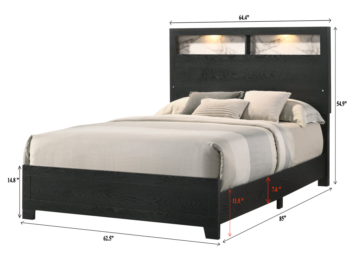 Cadence Black King LED Panel Bed from Crown Mark - Luna Furniture