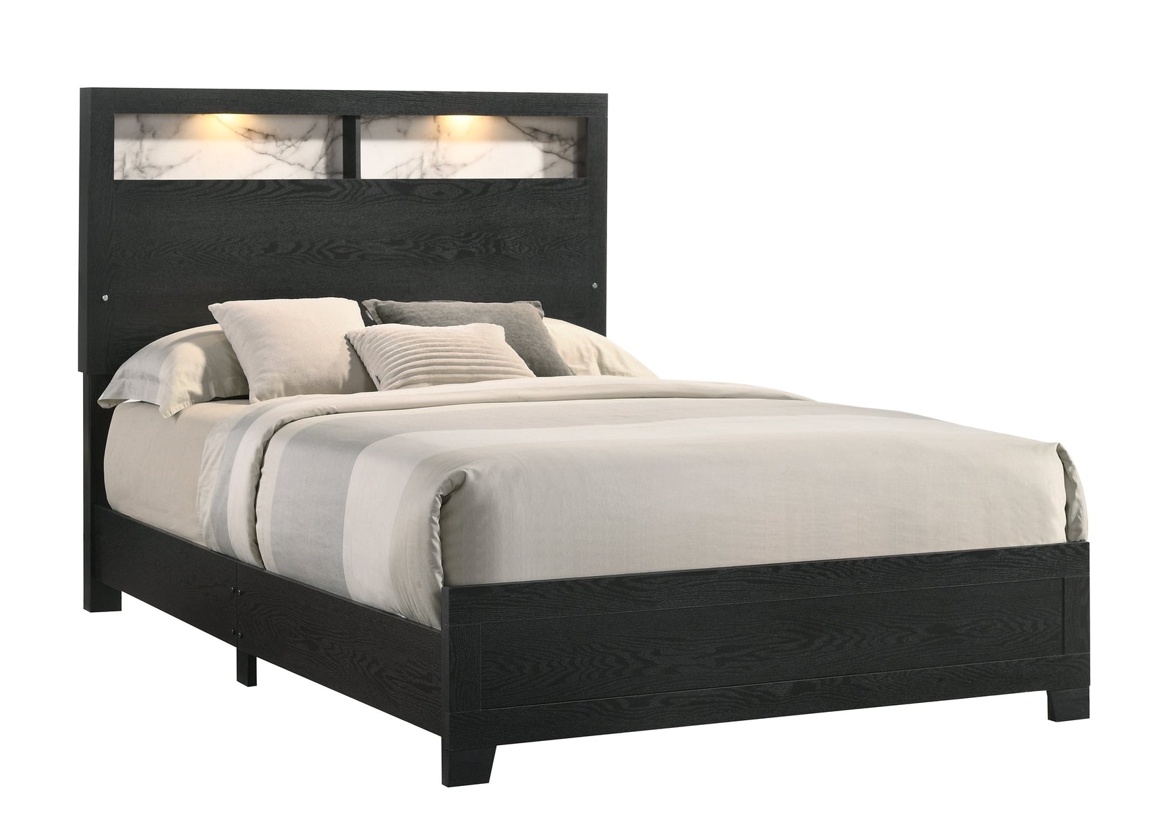 Cadence Black Queen LED Panel Bed from Crown Mark - Luna Furniture