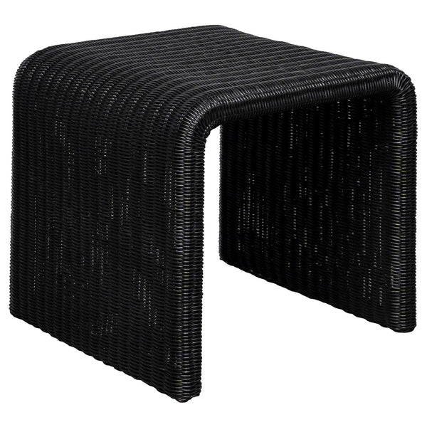 Cahya Black Woven Rattan Sqaure End Table