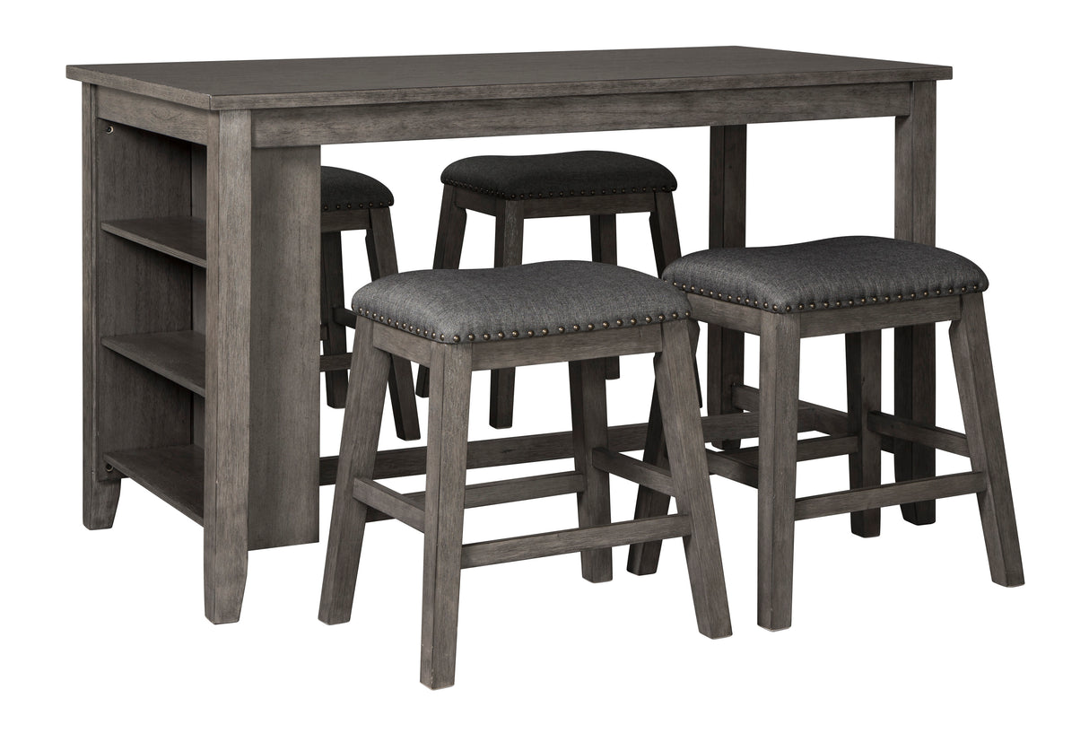 Caitbrook Gray 5-Piece Counter Height Set w/ Stools from Ashley - Luna Furniture